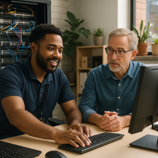 IT technician helping a small business client in Sarasota IT technician helping a small business client in Sarasota