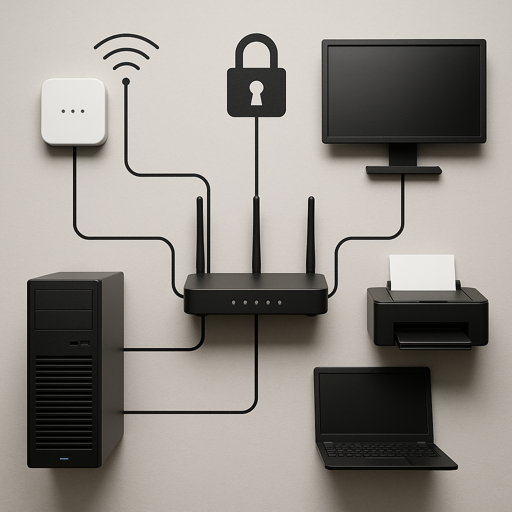 Network diagram showing secure small business infrastructure setup